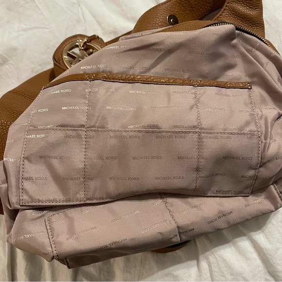 MICHAEL KORS Fulton Brown Leather Chain Large Three Compartments Shoulder Bag - Picture 10 of 15